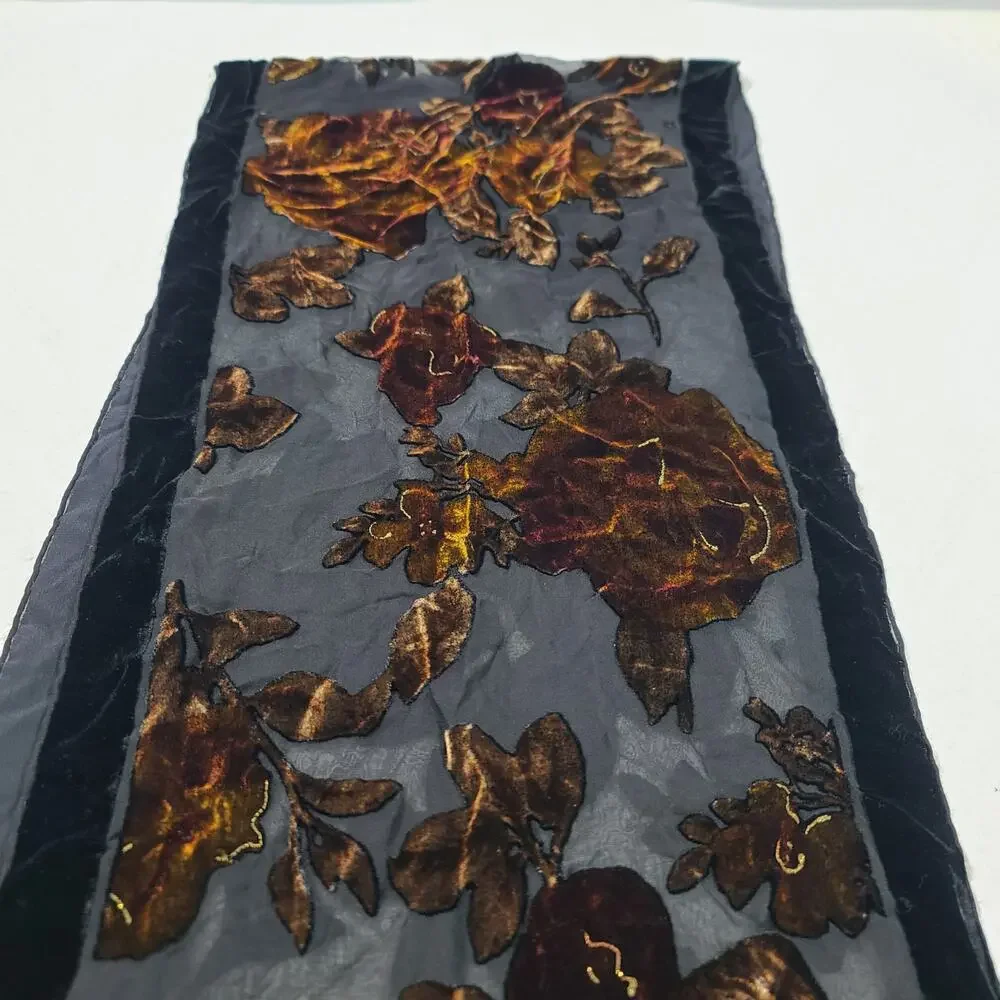 Laura Leigh Ltd floral burn out velvet silk scarf black Goth Whimsigoth Witchy